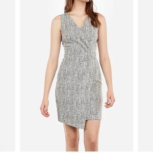 Express surplice front pleated sheath dress